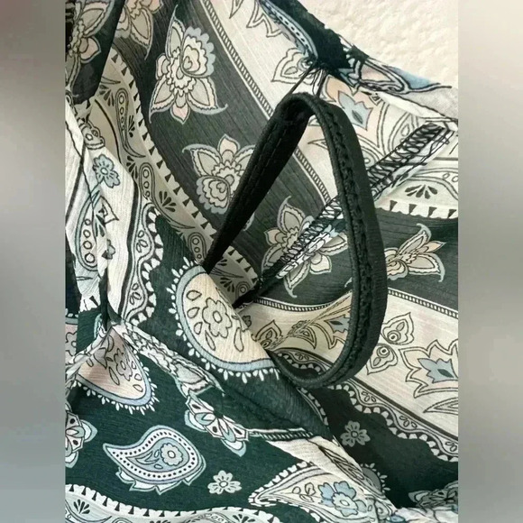 Wrangler retro Hunter Paisley knee length hunter green sheer flowy dress women’s - Picture 11 of 13